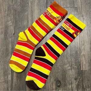 Holidays Festive Thanksgiving Turkey Trot Day Strips Unisex 2 Socks Multicolor